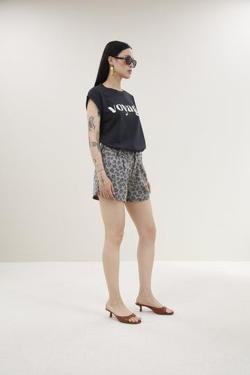 June Grey Cheetah Shorts